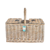 Hectarul - Cos de picnic pentru 4 persoane din rachita naturala maro deschis, cu tacamuri vesela si geanta frigorifica, ZQ23-1184